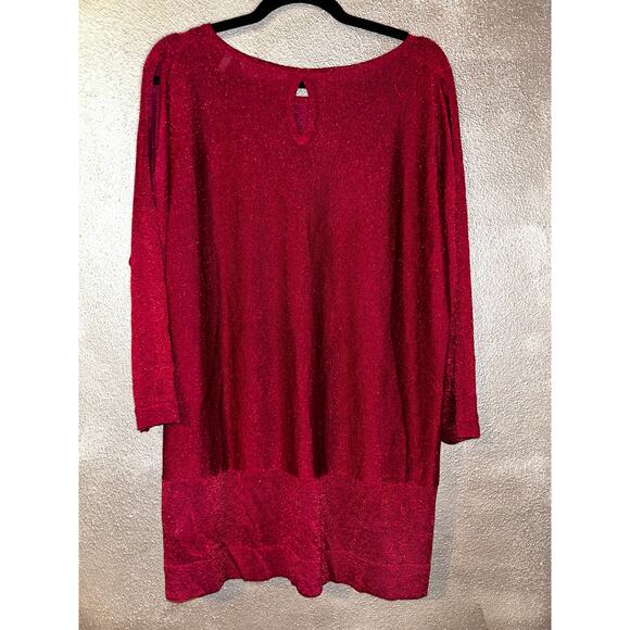 Soft Surroundings Red Metallic Cold Shoulder Sweater L NWT Holiday Festive - Picture 3 of 7